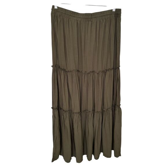 Floerns Army Green Tiered Flowy Midi Pull on Skirt Womens XL - Picture 5 of 8